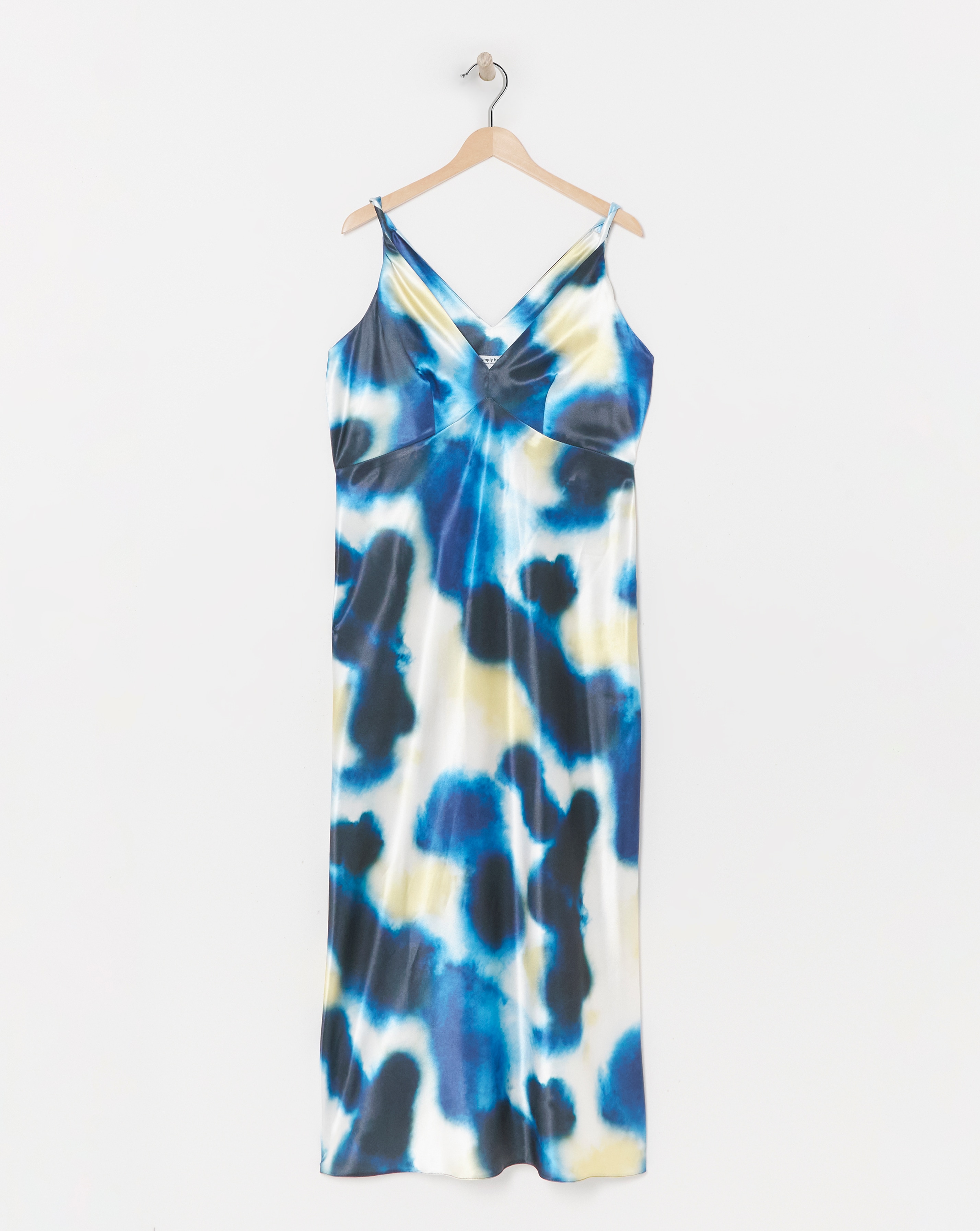 Blue Print Satin Cami Maxi Dress