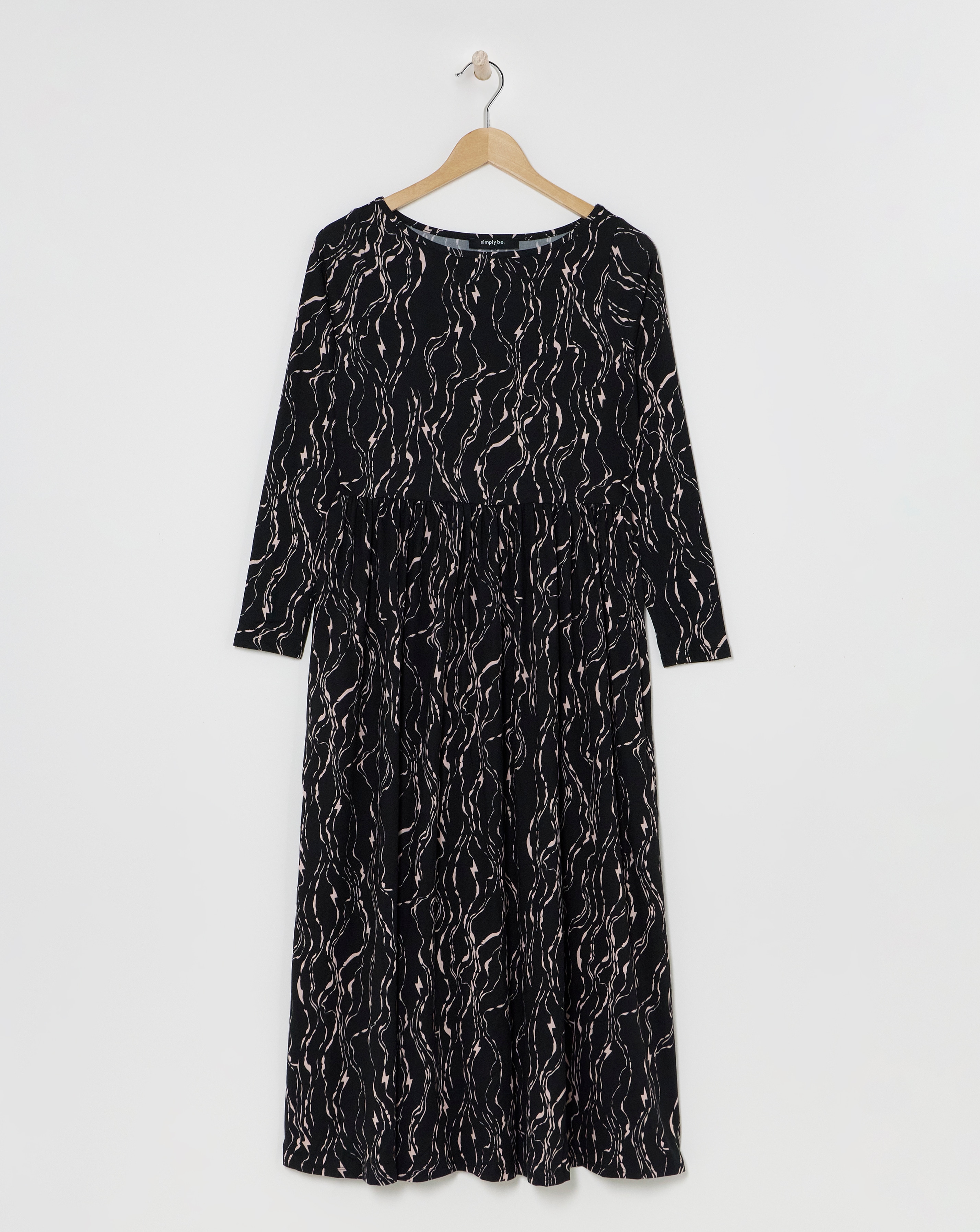 Black Print Supersoft Midi Dress