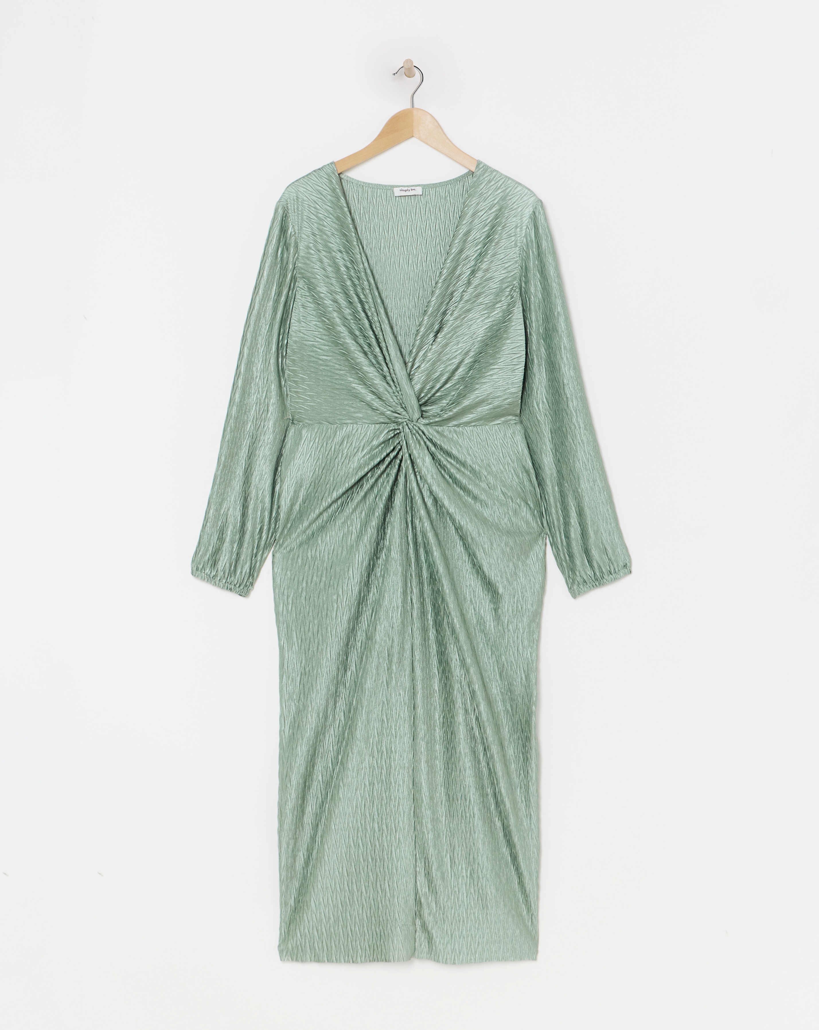 Plisse Twist Front Midi Dress