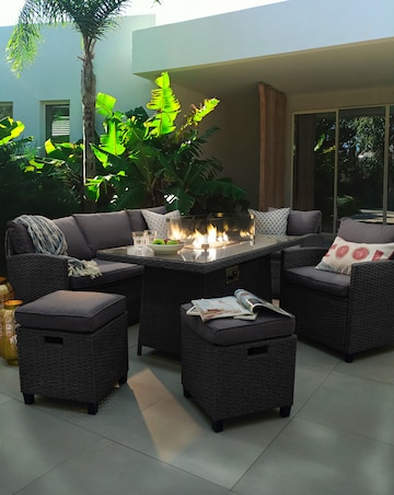 Valencia Lounge Dining Set With Firepit Table
