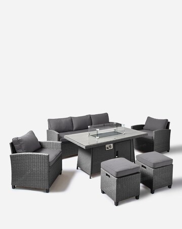 Valencia Lounge Dining Set With Firepit Table