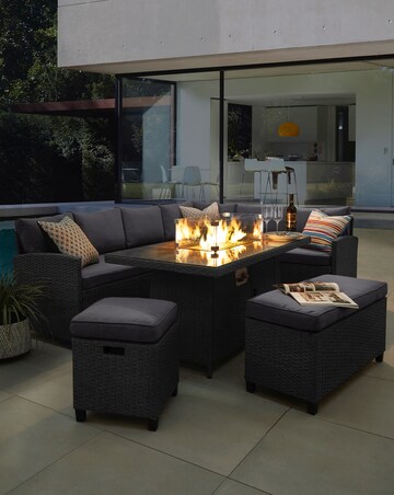 Valencia Corner Dining Set With Firepit Table