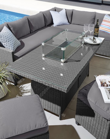 Valencia Corner Dining Set With Firepit Table