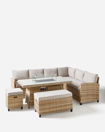 Valencia Corner Dining Set With Firepit Table