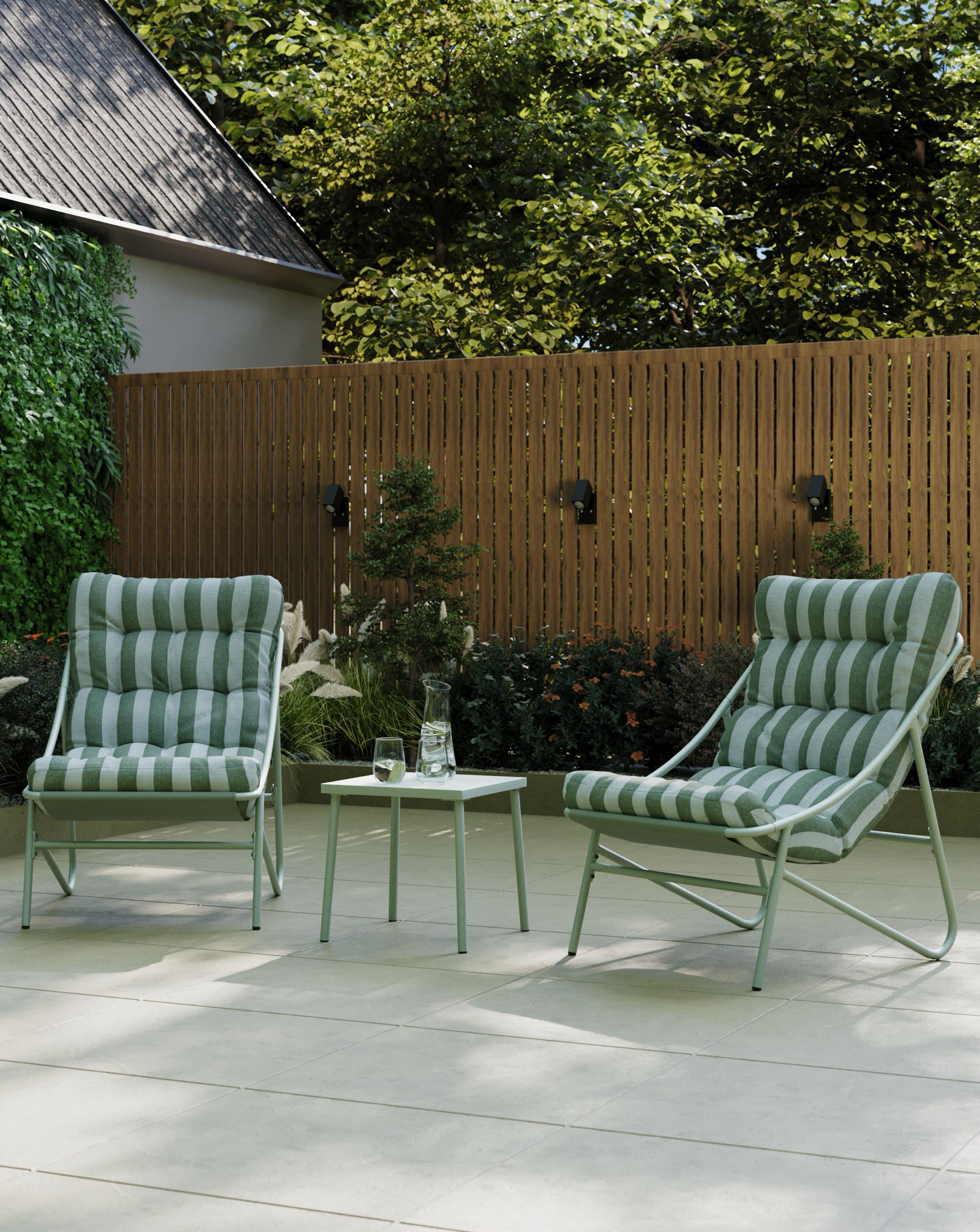 New In - Charles Bentley Green Stripe Bistro Set