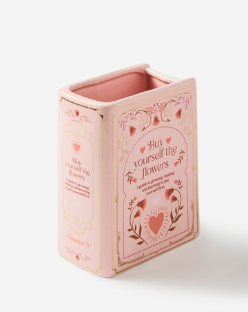 Coffee & Books Green Book Shaped Mug and Pink Book Shaped Vase Set