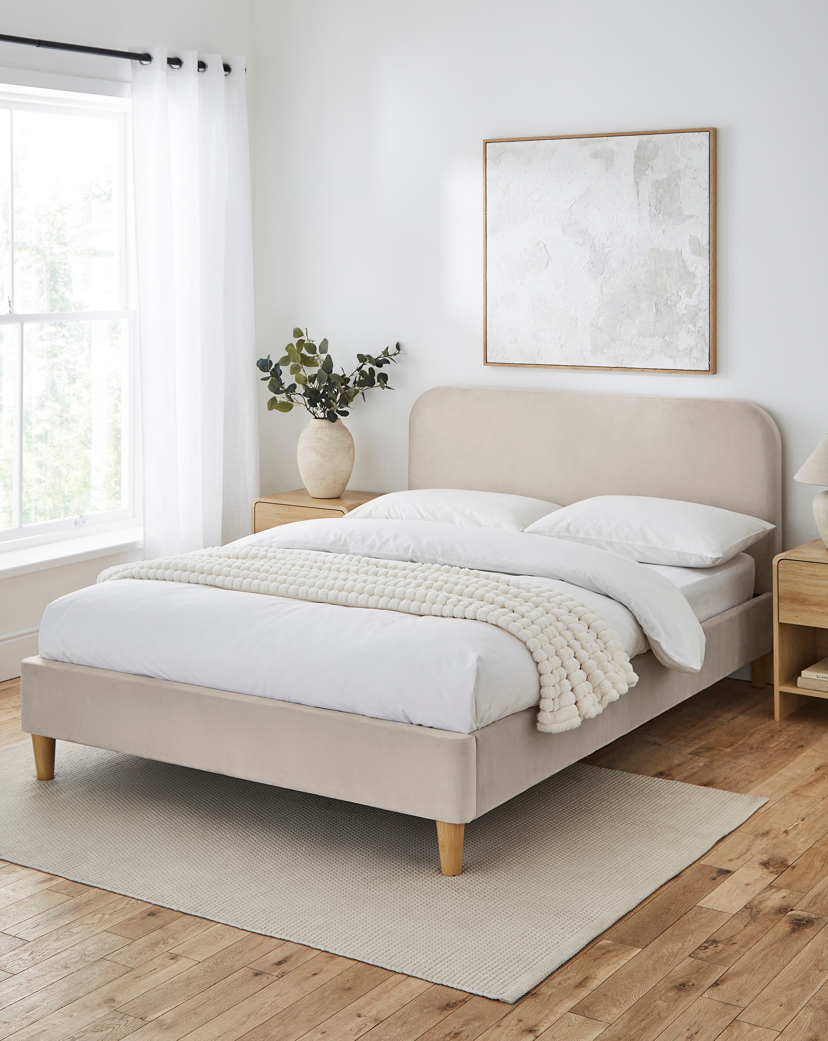 Emery Velvet Bed with 3 Layer Mattress