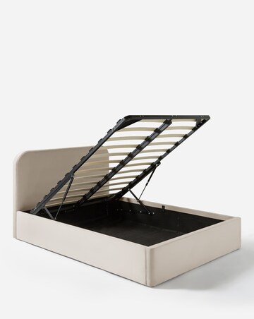 Emery Velvet Storage Ottoman Bed with 3 Layer Memory Foam Hybrid Mattress