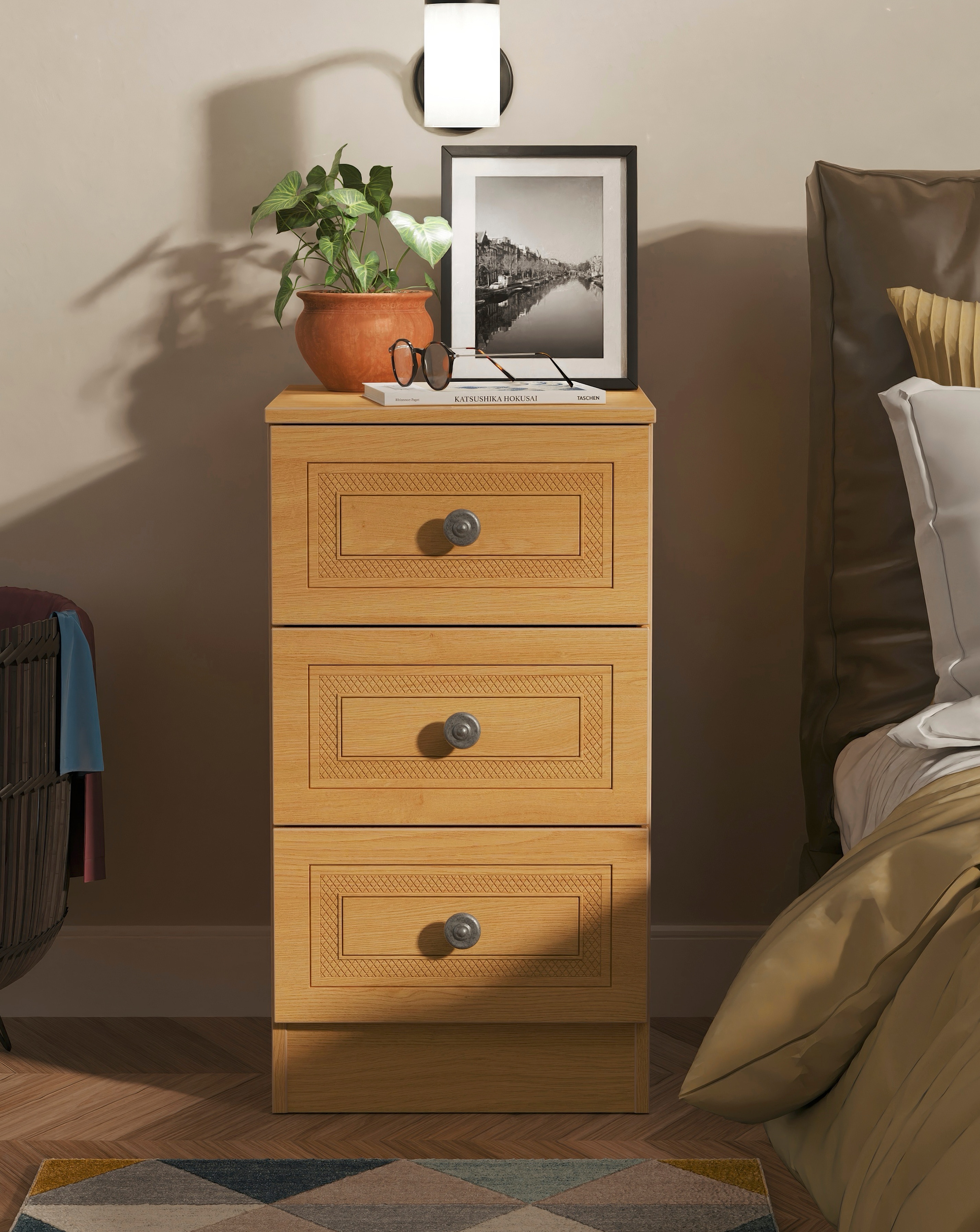 New In - Richmond 3 Drawer Bedside Table