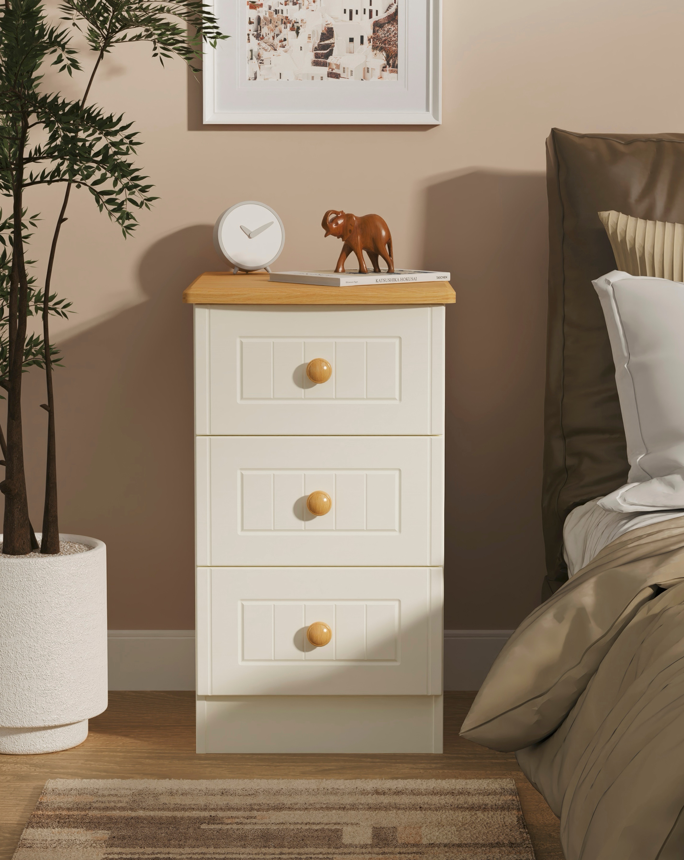 New In - Frances 3 Drawer Bedside