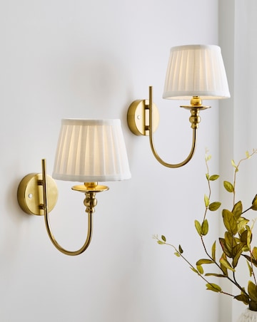 Pair of Gold Flower Scallop Rechargeable Wall Lights