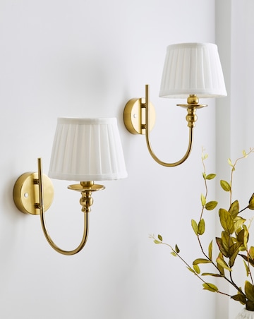 Pair of Gold Flower Scallop Rechargeable Wall Lights