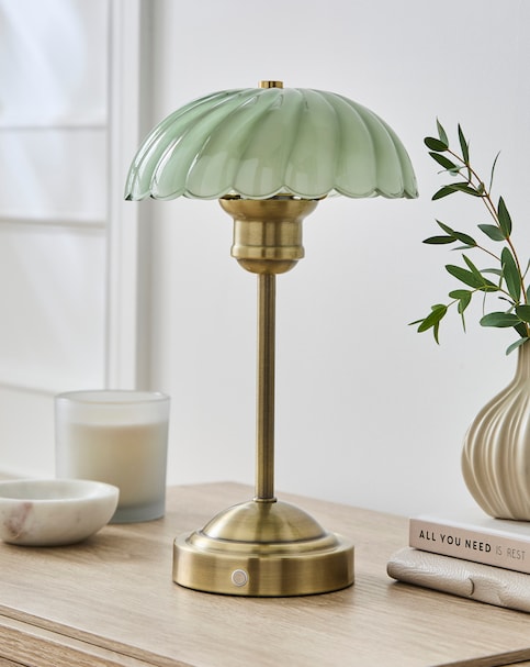 Dalia Scallop Glass Rechargeable Table Lamp