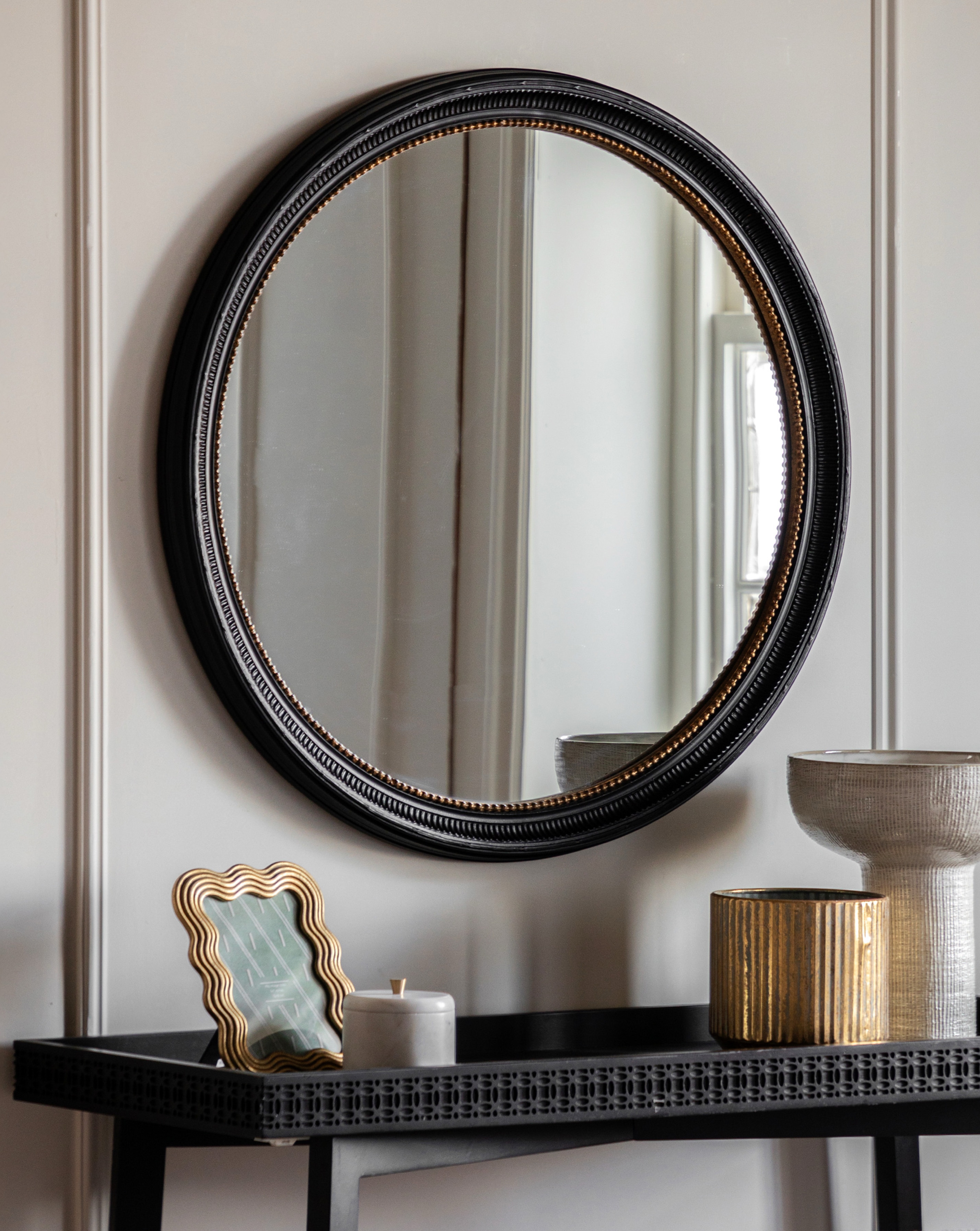 Pisa Round Mirror Black
