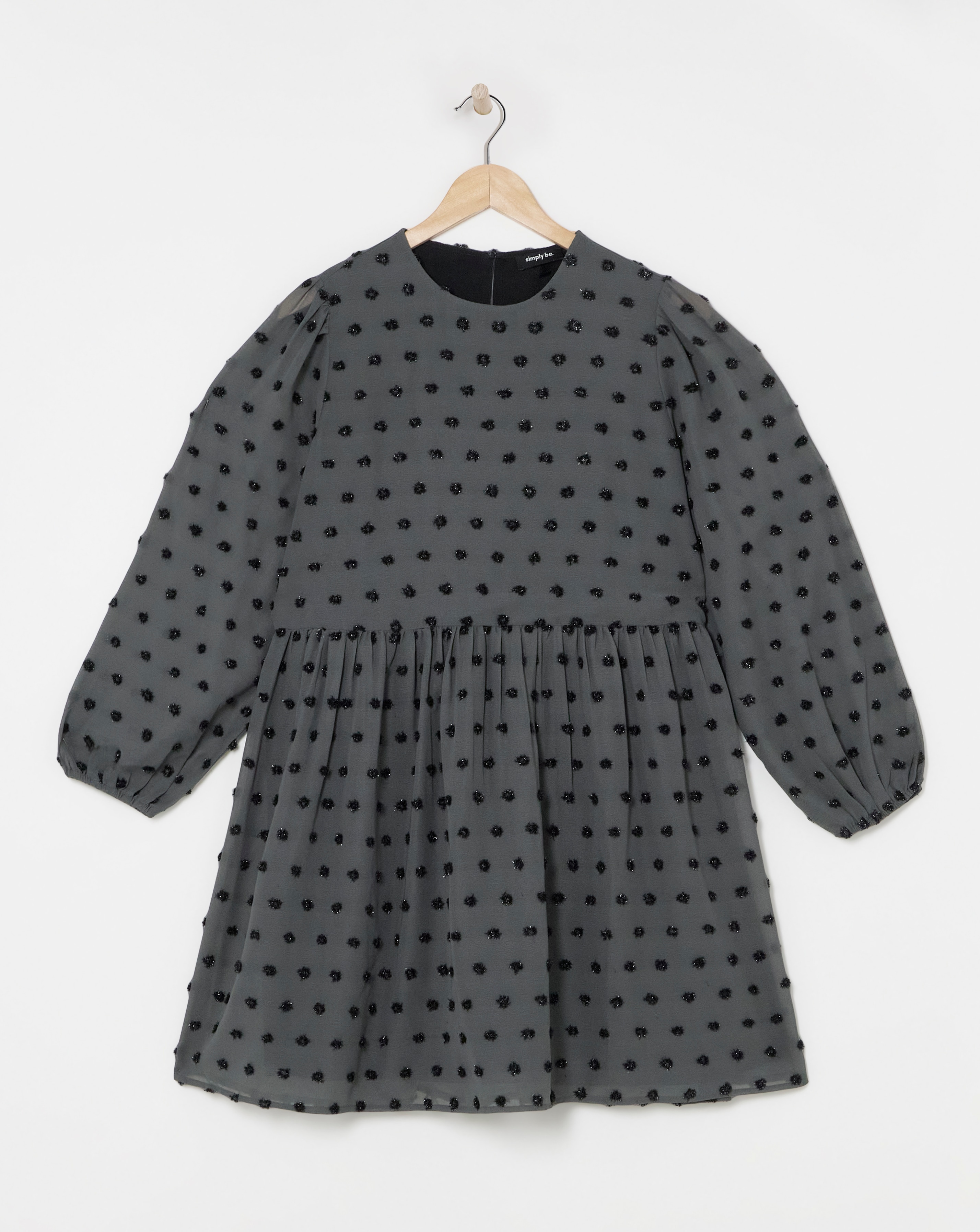 Grey Spot Oversized Smock Dress