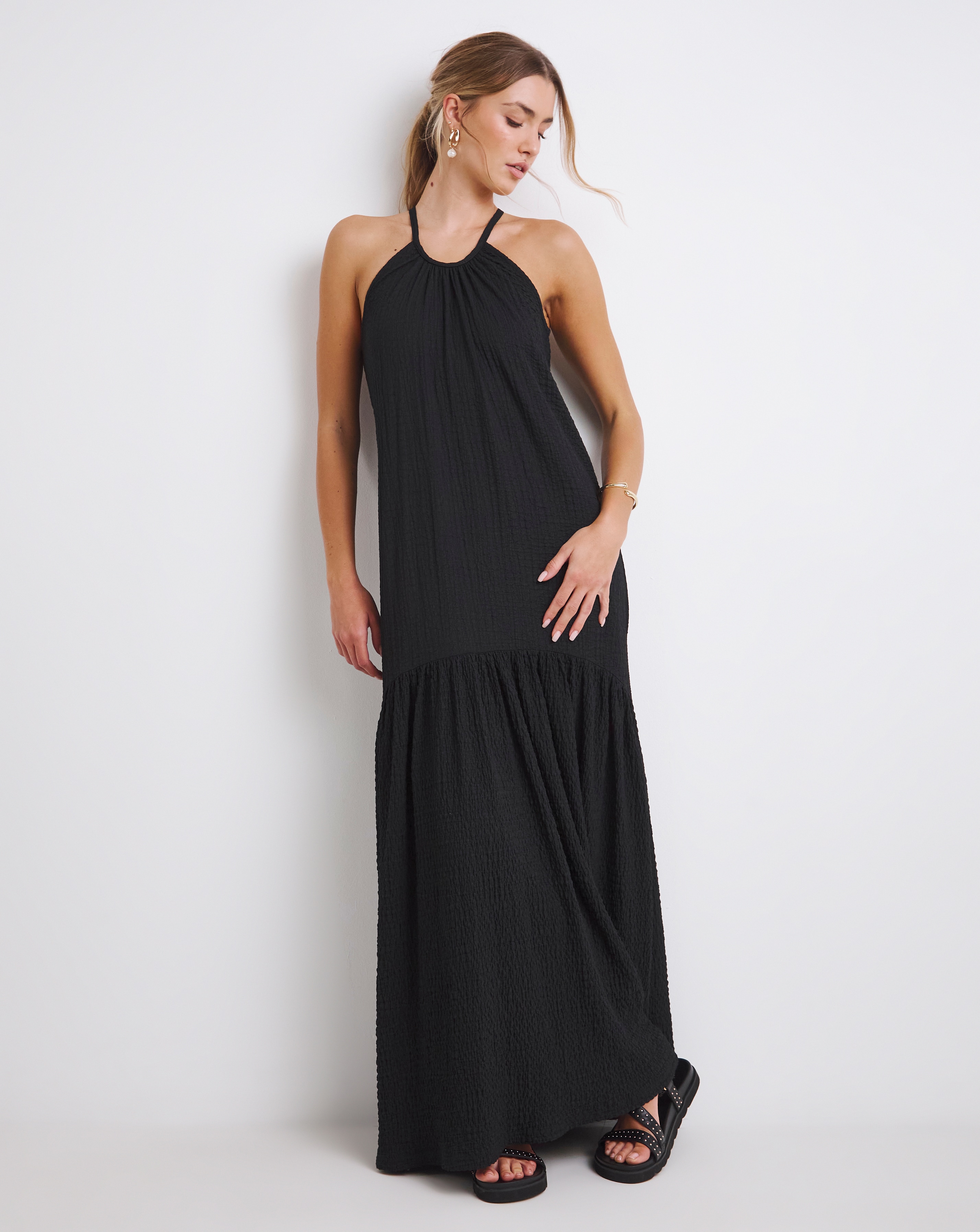 Textured Jersey Maxi Dress