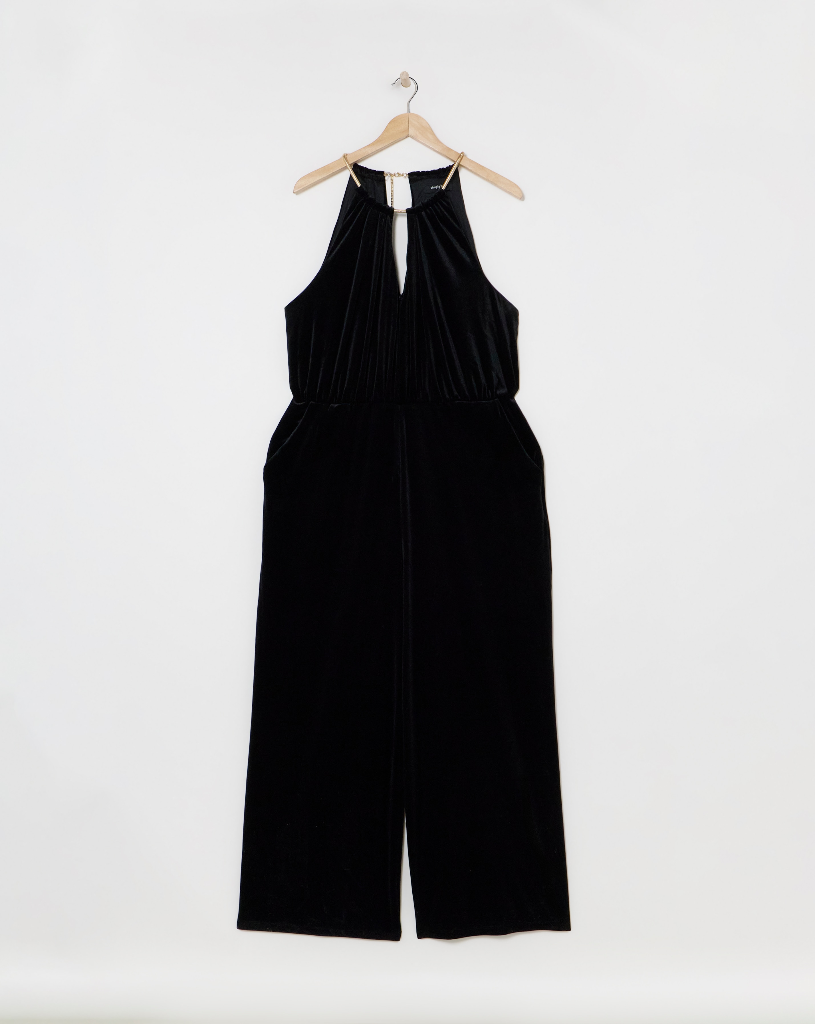 Black Velour Wide Leg Jumpsuit