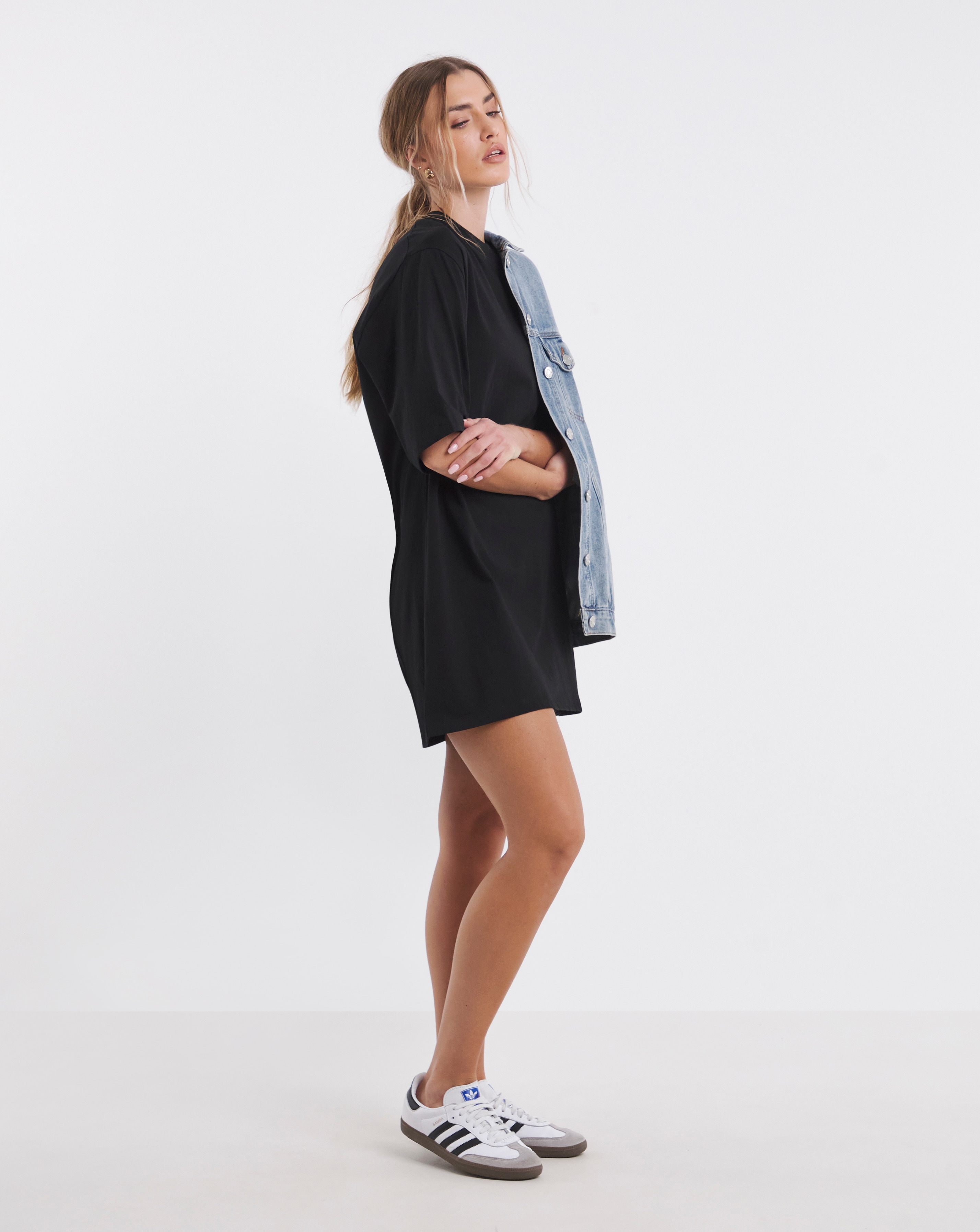 Black Jersey Boxy T-Shirt Dress