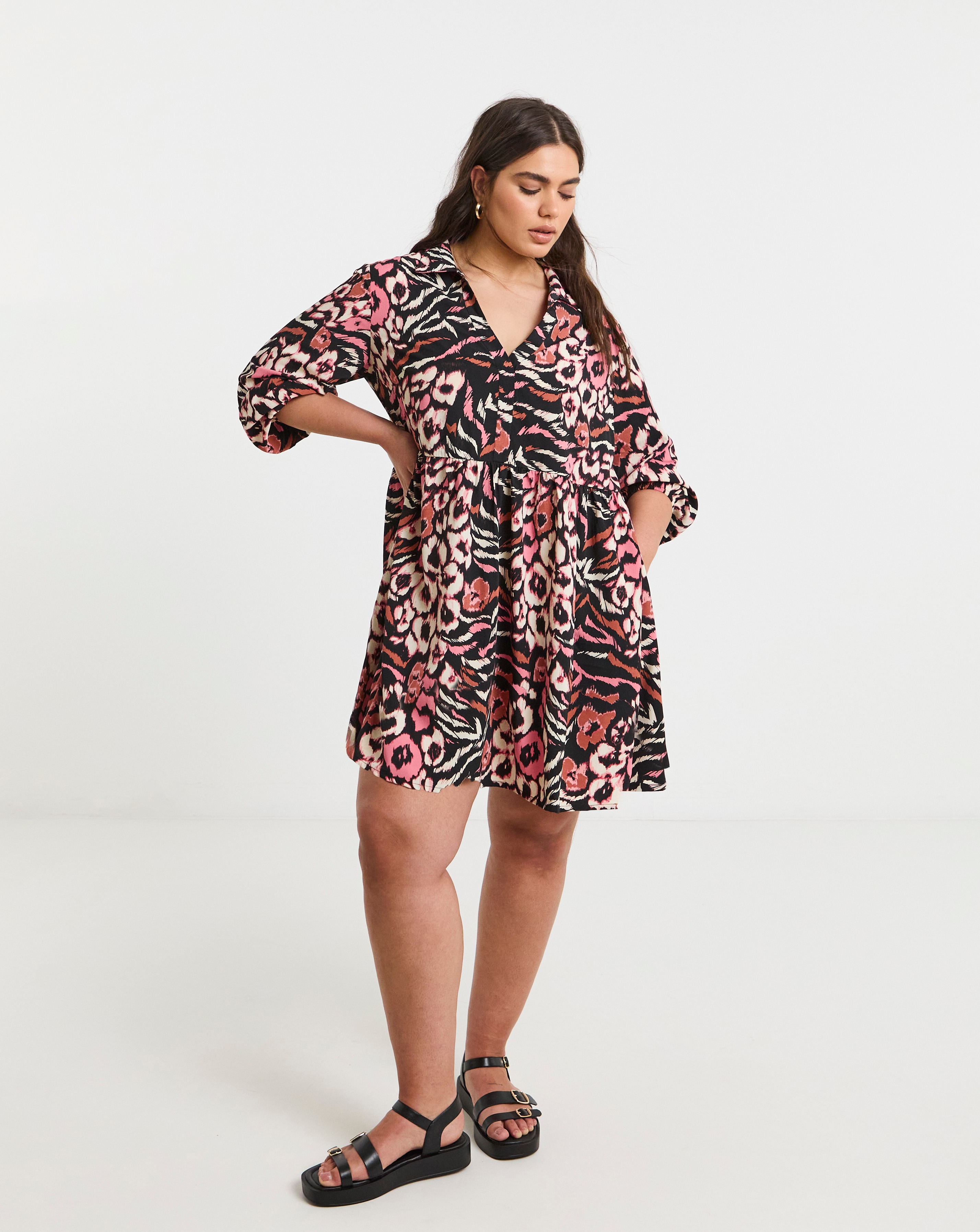 Animal Woven Shirt Dress