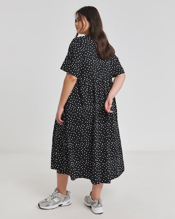 Simply Be Mono Spot Jersey Smock Dress With Pockets