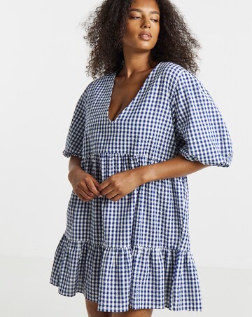 Simply Be Navy/White Gingham Apron Dress