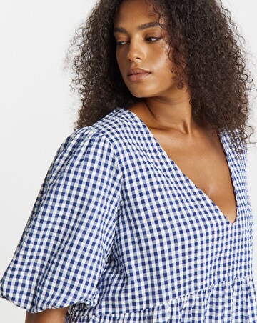 Simply Be Navy/White Gingham Apron Dress