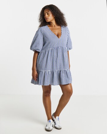 Simply Be Navy/White Gingham Apron Dress