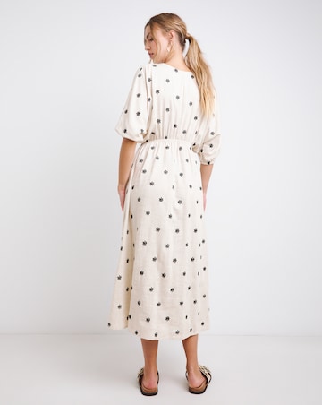 Simply Be Natural Embroidered Blend Midi Dress