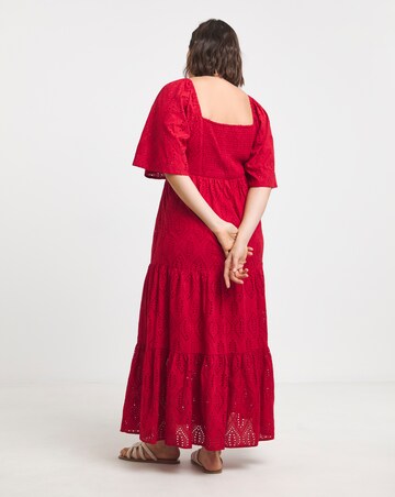 Simply Be Red Broderie Tiered Maxi Dress