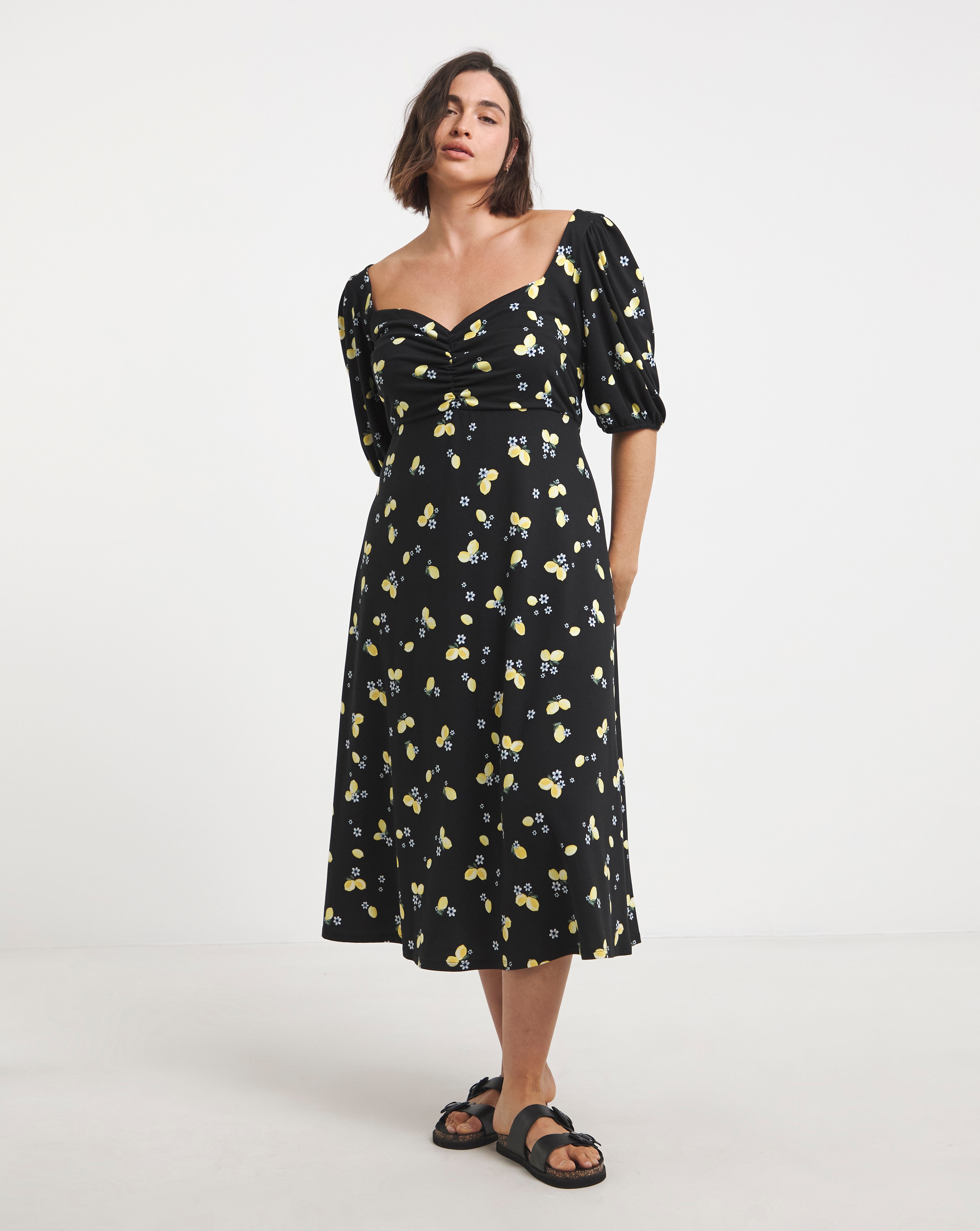 Black Print Supersoft Midi Dress
