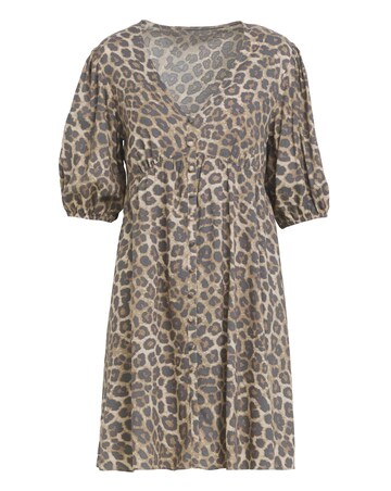 Simply Be Leopard Print Button Through Viscose Skater Dress