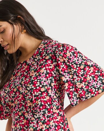 Ditsy Floral Print Viscose Midi Dress