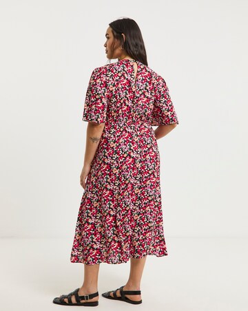 Ditsy Floral Print Viscose Midi Dress