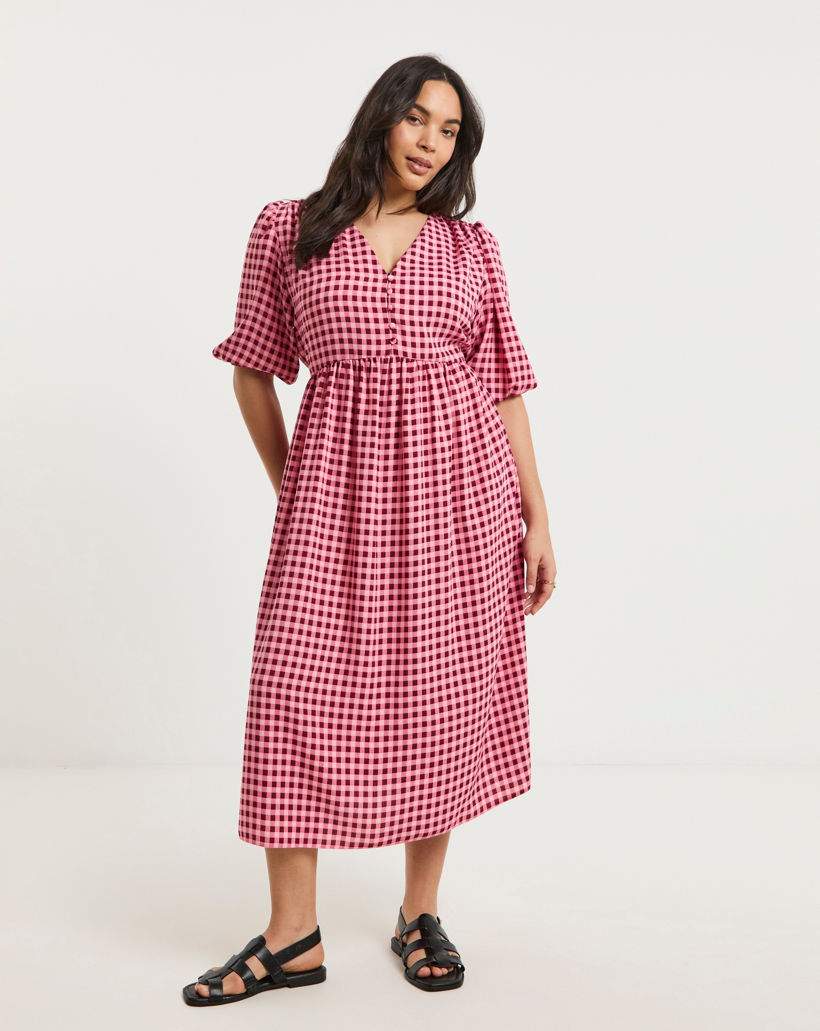 Button Through Midi Dress