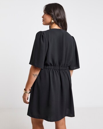 Simply Be Black Cinched Waist Skater Dress With Pockets