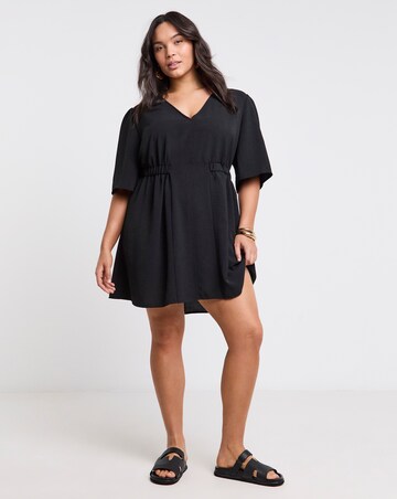 Simply Be Black Cinched Waist Skater Dress With Pockets