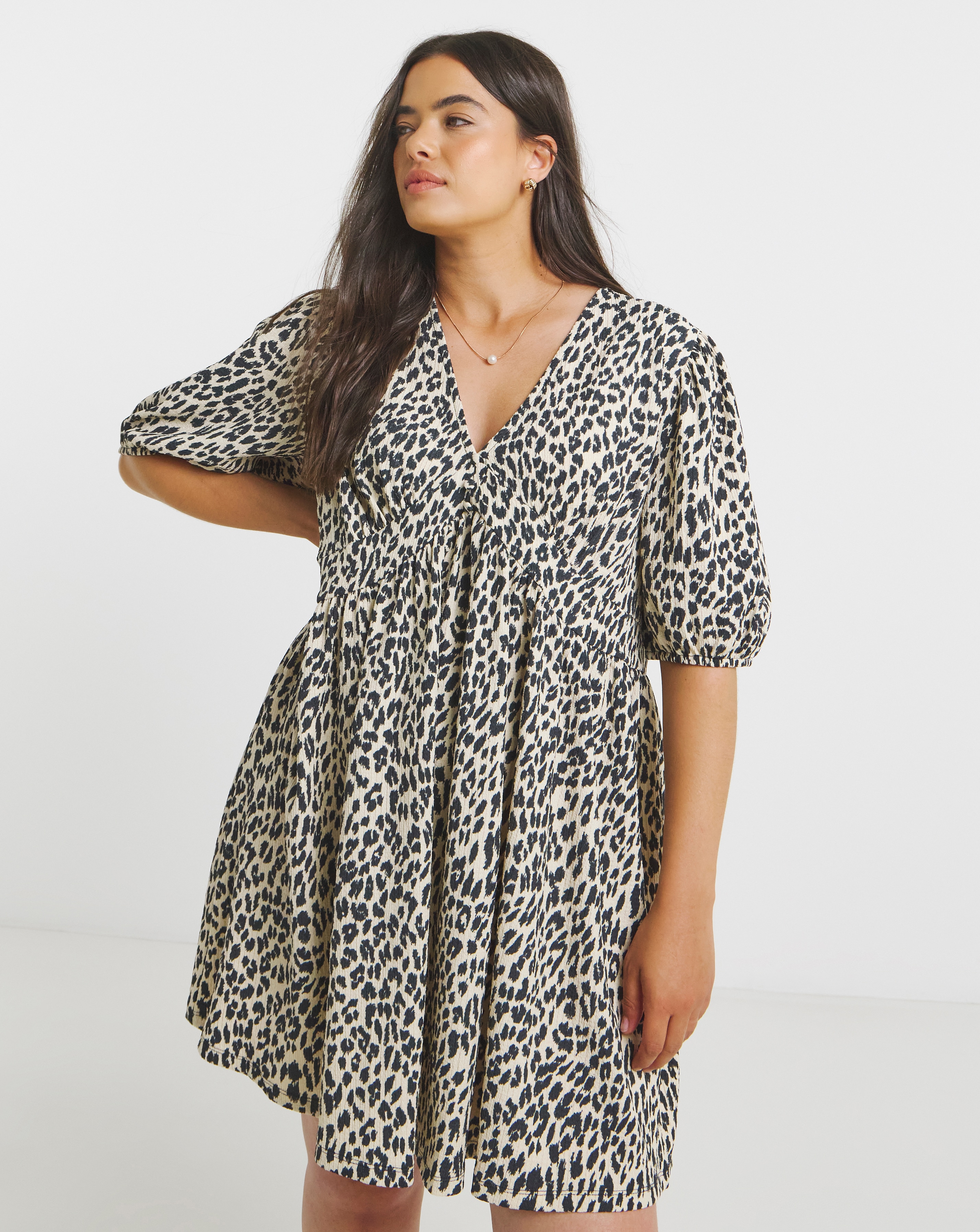 Waffle Waist Detail Skater Dress