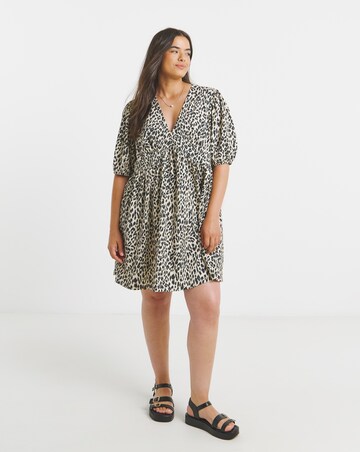 Simply Be Animal Waffle Waist Detail Skater Dress