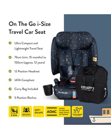 Cosatto On The Go i-Size Foldable Travel Car & Booster Seat - Doodle Days