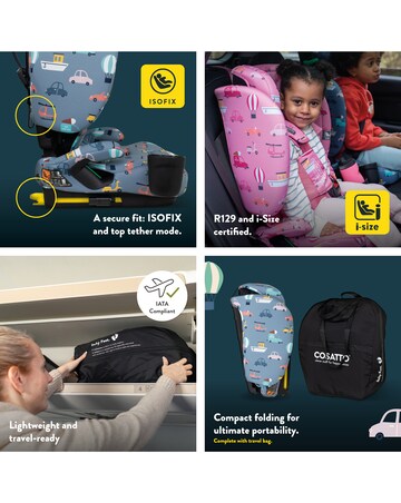 Cosatto On The Go i-Size Foldable Travel Car & Booster Seat - Doodle Days