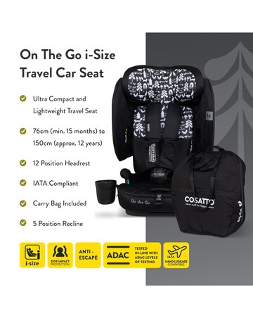 Cosatto On The Go i-Size Foldable Travel Car & Booster Seat - Silhouette