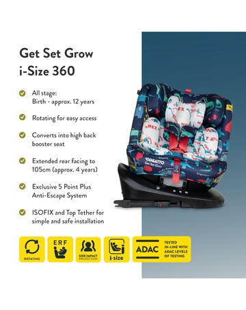 Cosatto Get Set Grow i-Size 360 Car Seat - D is For Dino