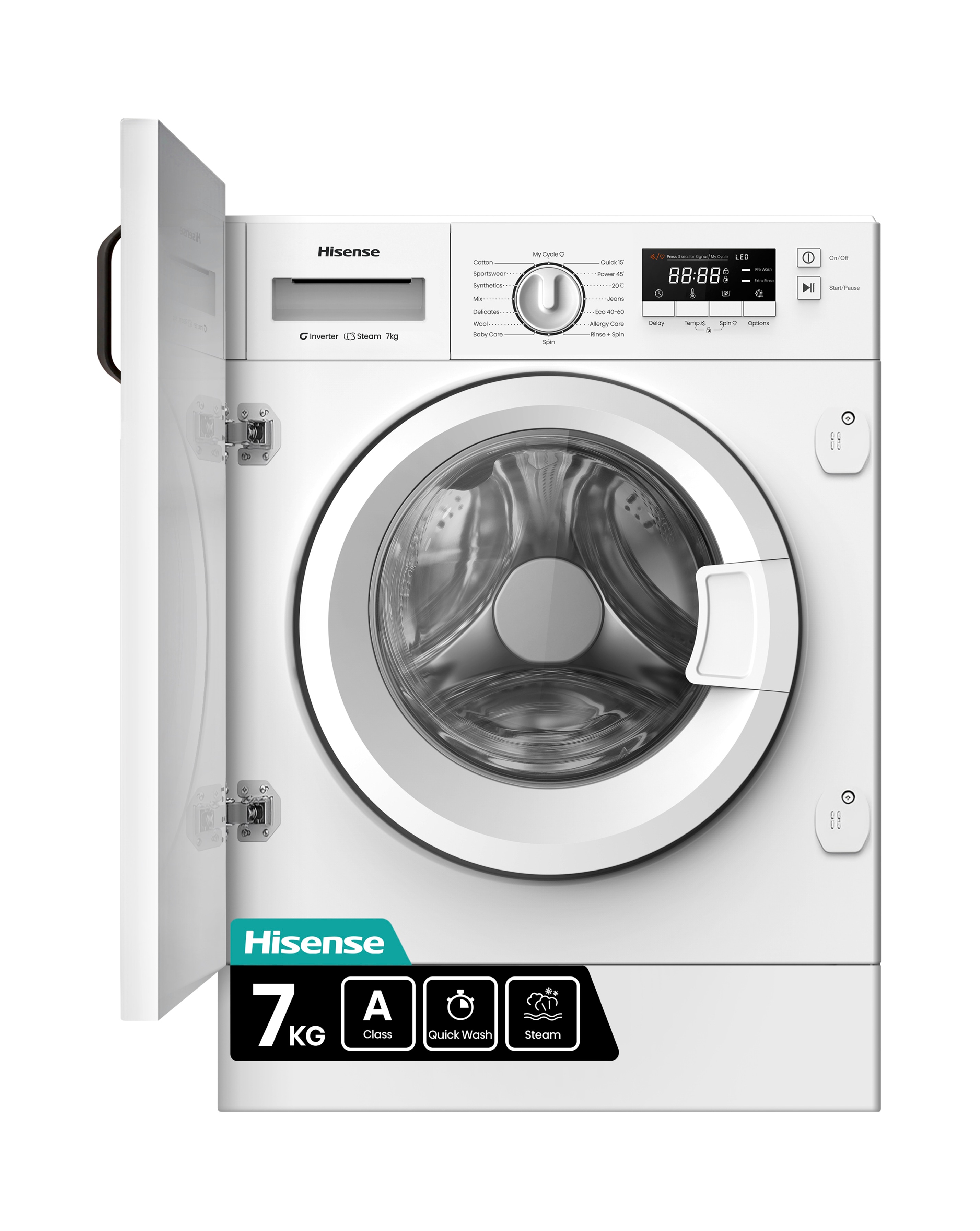 Hisense WF3M741BWI Integ 7kg WM Wh