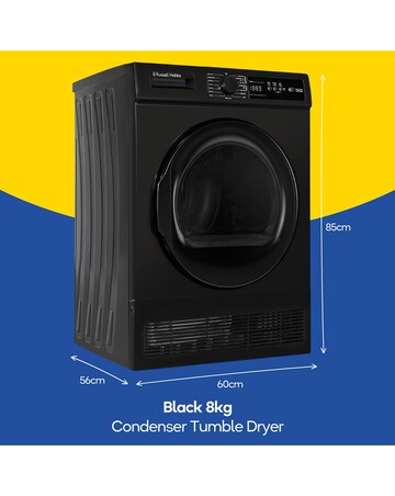 Russell Hobbs RH8CTD111B 8kg Condenser Tumble Dryer Black + Install