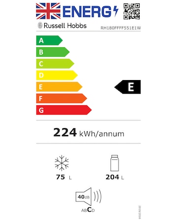 Russell Hobbs RH180FFFF551E1W Frost-Free Fridge Freezer White + Install