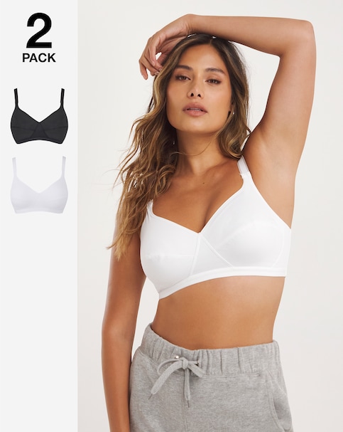 Playtex Essentials 2 Pack Bras Blk/Wht