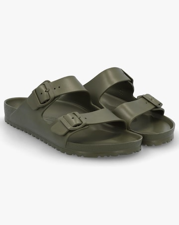 Birkenstock Mens Arizona EVA Khaki Two Bar Mules Standard Width