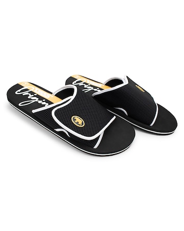 D555 Big & Tall Drake-2 Slider with Velcro Fastening - Black