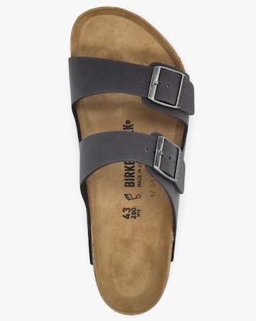 Birkenstock Mens Arizona Birko-Flor Velvet Grey Two Bar Mules Standard Width