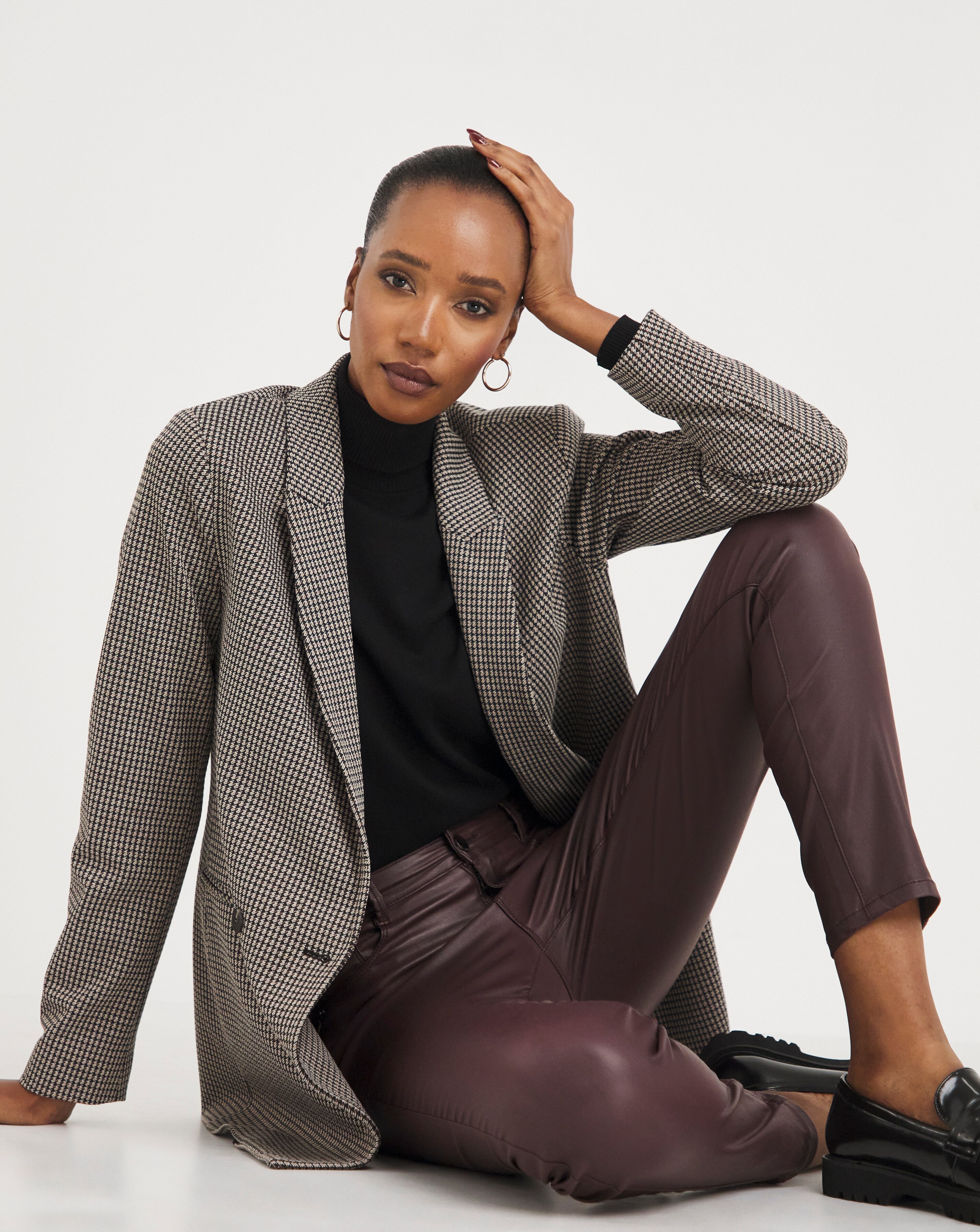 Aubergine Coated Slim Leg Jeans